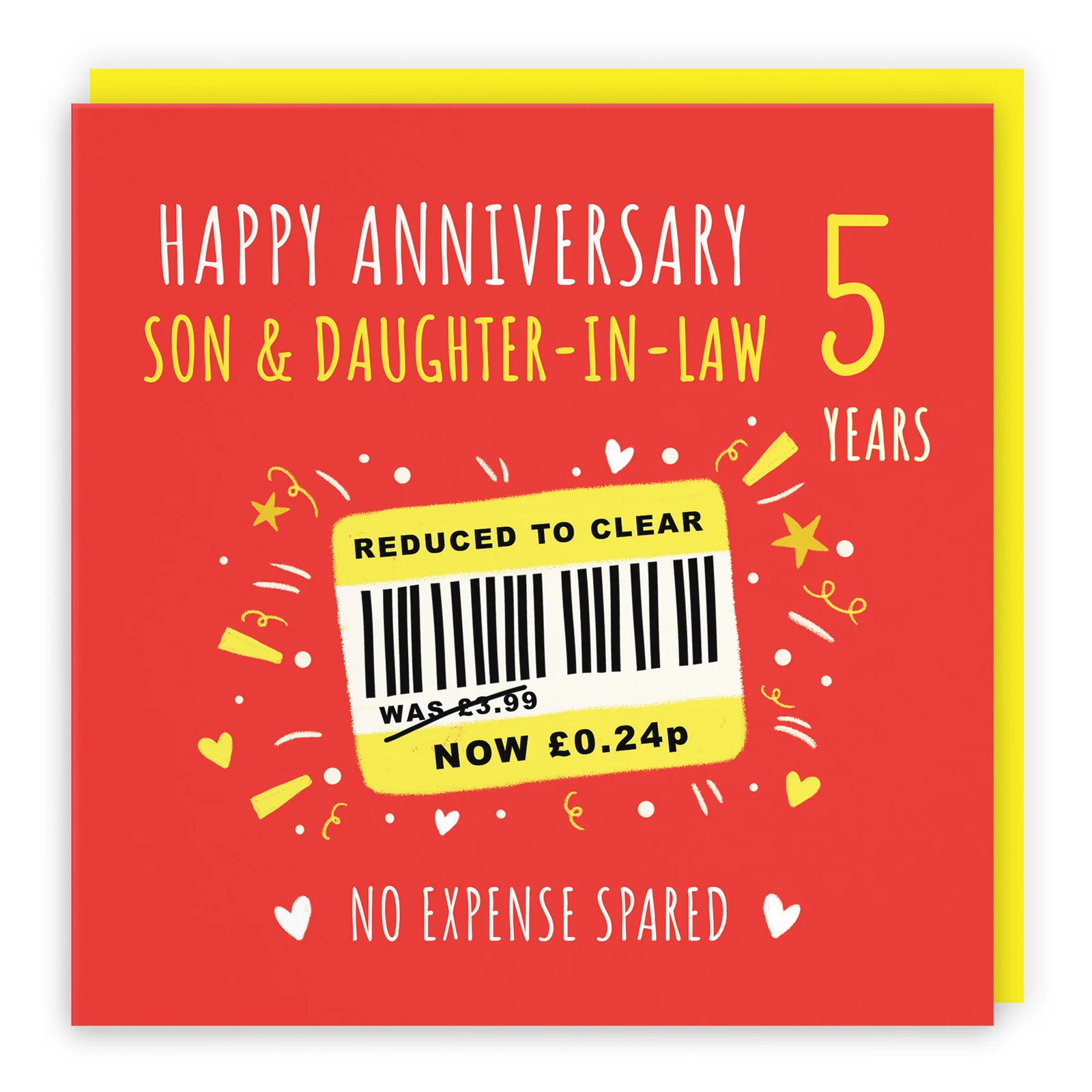 5th Son And Daughter-in-Law Anniversary Card Reduced To Clear Moments