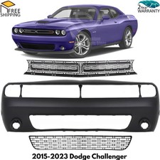 Front Bumper Cover Primed & Grille Assembly Kit For 2015-2023 Dodge Challenger