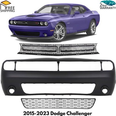 Front Bumper Cover Primed & Grille Assembly Kit For 2015-2023 Dodge Challenger