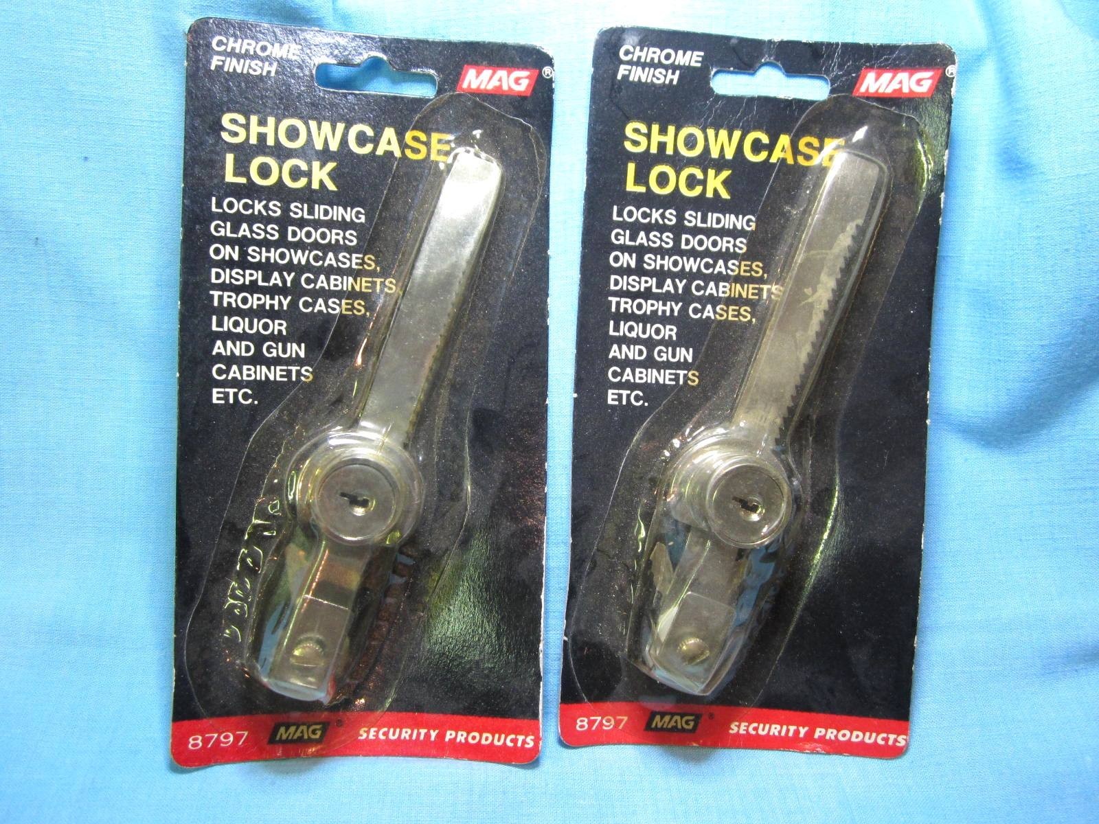 (2 pack) KEYED SHOWCASE CASE SLIDING LOCKS DISPLAY CASE -CHROME PLATED MAG #8797