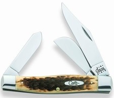 Case Cutlery 204 Amber Bone CV Peach Seed Jig Large Stockman (6375 CV)