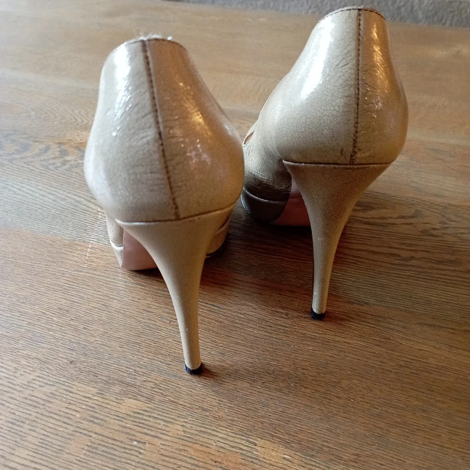 Prada Chaussures Escarpins Femme Cuir Vernis Beige T38 - Photo 4/4