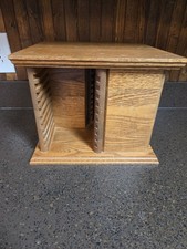 VTG Oak 40 CD Holder Storage Tower Wooden Organizer- Missing Rotation On Bottom