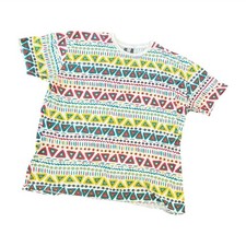 Geometric tribal print multicolor short-sleeve knit cotton tee for men