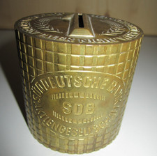 Spardose alt: 1 Pfennig S&uuml;ddeutsche Ban 60er Jahre ohne Schl&uuml;ssel - Vintage