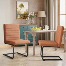 Furniliving Dining Chairs Set of 2 Faux Leather Kitchen Chairs for Dining Room
