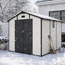 8'x10' Resin Storage Shed Plastic Tool Shed w/Window & Floor for Outdoor Patio