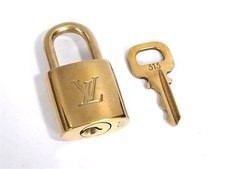 Louis Vuitton Gold Padlock Lock Key Cadena LV Random Number Authentic