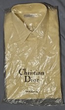 Vintage Christian Dior Shirt Mens 15 Beige Short Sleeve Chemises QVV 90s