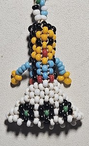 Vintage Handmade Native American Seed Bead Girl Woman Doll Necklace Nice