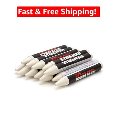 White Tire Marking Crayons - 12-Pack for Mechanics, Weather Resistant & Safe