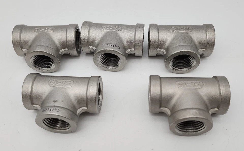 MERIT BRASS K406-08 Pipe Tee: 1/2", 304 SS FNPT, Threaded, 150 psi (5 PCS) - Image 2 of 4