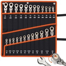 Flex-head Ratcheting Wrench Set Combination Spanner Tool Set 24-piece Sae Metric