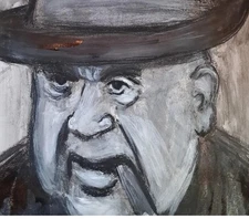 Mafia Painting.  Tony Salerno.  Mixed Media On Watercolor Paper. 18x24