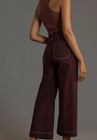 Anthropologie The Colette Maeve White Contrast-Stitch Cropped Wide-Leg Size 32 — photo 2