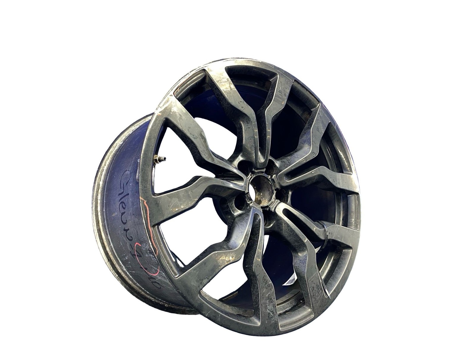 10-15 AUDI R8 19X11 TEN SPOKE REAR WHEEL RIM PAINTED BLACK 420601025AN *BENT*