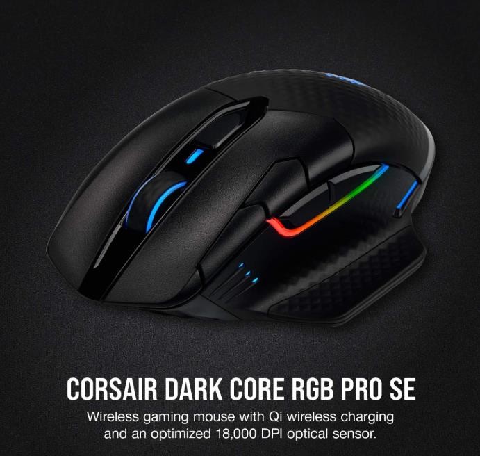 Corsair Dark Core Pro SE, Wireless FPS MOBA , 2