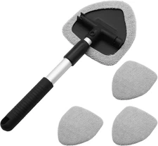 Professional Car Window Cleaner Kit with Extendable Handle and Microfiber Pads