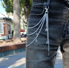 Silver Star Charm Wallet Chain Punk Gothic Hip Hop Pants Chain Keychain Unisex