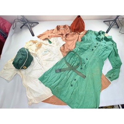 1940-1950s Girl Scout Uniform Lot Dress Hats Shirt Brownie Official Mid Century
