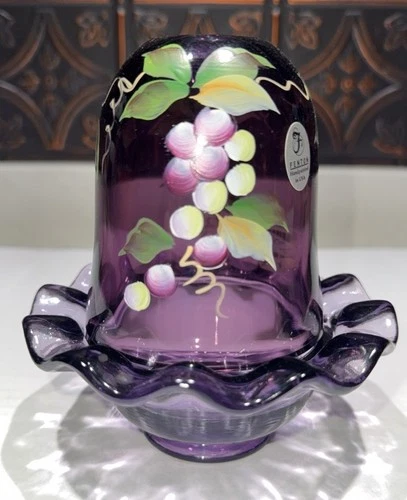 Fenton Art Glass Vision on Aubergine GLOWS Amethyst Fairy Light Lamp 2006