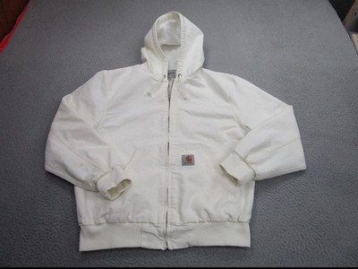Carhartt WIP Active Jacket Mens M OG Ivory White Hooded Full Zip Workwear Canvas