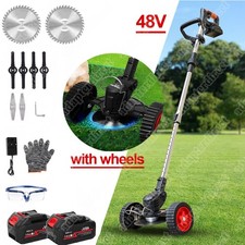 48V Cordless Electric Strimmer Grass Trimmer Cutter Garden Edger With 2 Battery