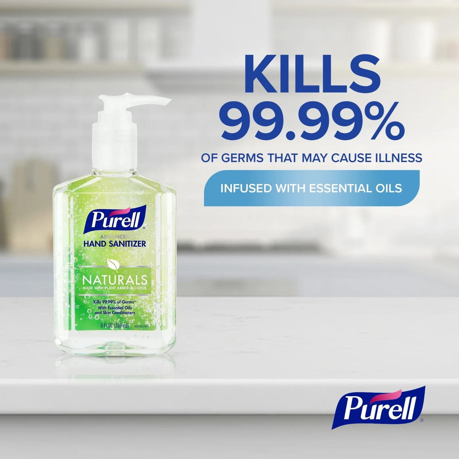 Hand Sanitizer Purell Advanced Naturals Gel , 8 oz Bottle wi