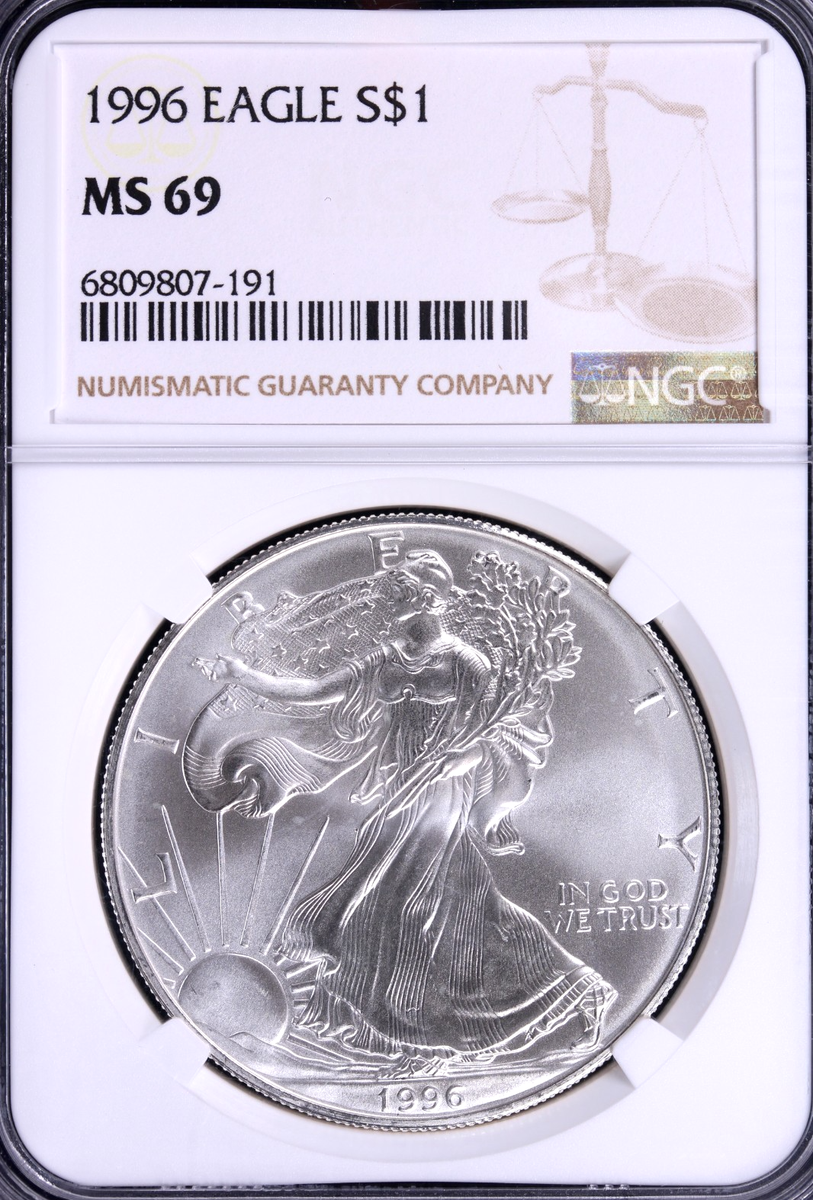 1996 American Silver Eagle $1 NGC MS69 KEY DATE Low Mintage ASE