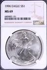 1996 American Silver Eagle $1 NGC MS69 KEY DATE Low Mintage ASE .999 Silver 1oz