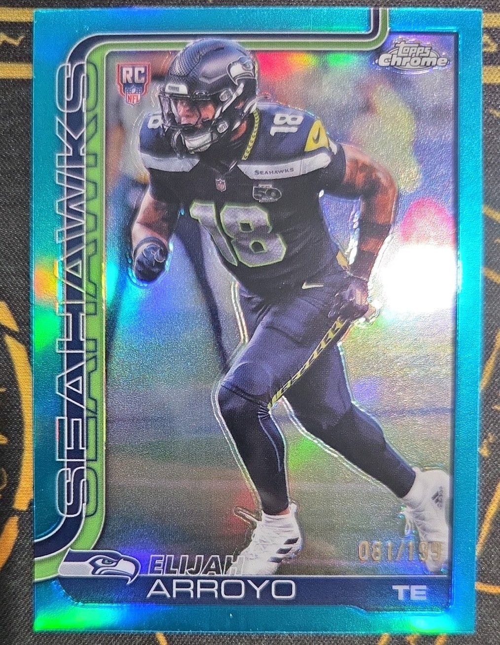 2025 Topps Chrome Elijah Arroyo Aqua Refractor RC #/199 Seahawks Rookie