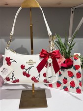 Coach White Cherry Print Zip Shoulder Bag w/ ...