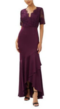 Adrianna Papell Dress 14 Burgundy Wine Long Maxi Formal Wedding Party Cruise NEW