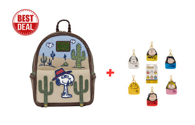   ️HOT DEAL Peanuts Snoopy Spike Desert Mini Backpack With Mystery Keychain