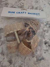 VTG Set of 6 Miniature Woven Baskets, Style Accessories Sales Samples, NOS