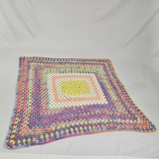 Vintage Pastel Hand Crocheted Soft Knitted Baby Blanket Throw Afghan
