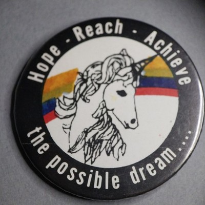 Unicorn Hope Reach Achieve The Possible Dream Hat Jacket Pinback Button