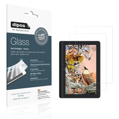 2x Schutzfolie für XP-Pen Artist Pro 16 Gen 2 - Anti-Shock 9H Folie dipos Glass