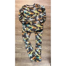 Cat Jack Boys Dinosaur Pajama Set Gray Orange Blue 2 Piece Sleepwear Size 14