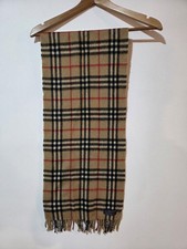 Burberrys Of London 100 Cashmere Nova Check Scarf 54 x12 Vintage 80s England