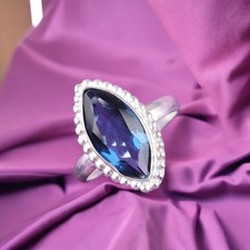 Natural London Blue Topaz Gemstone Ring All Size 925 Sterling Silver Jewelry DH