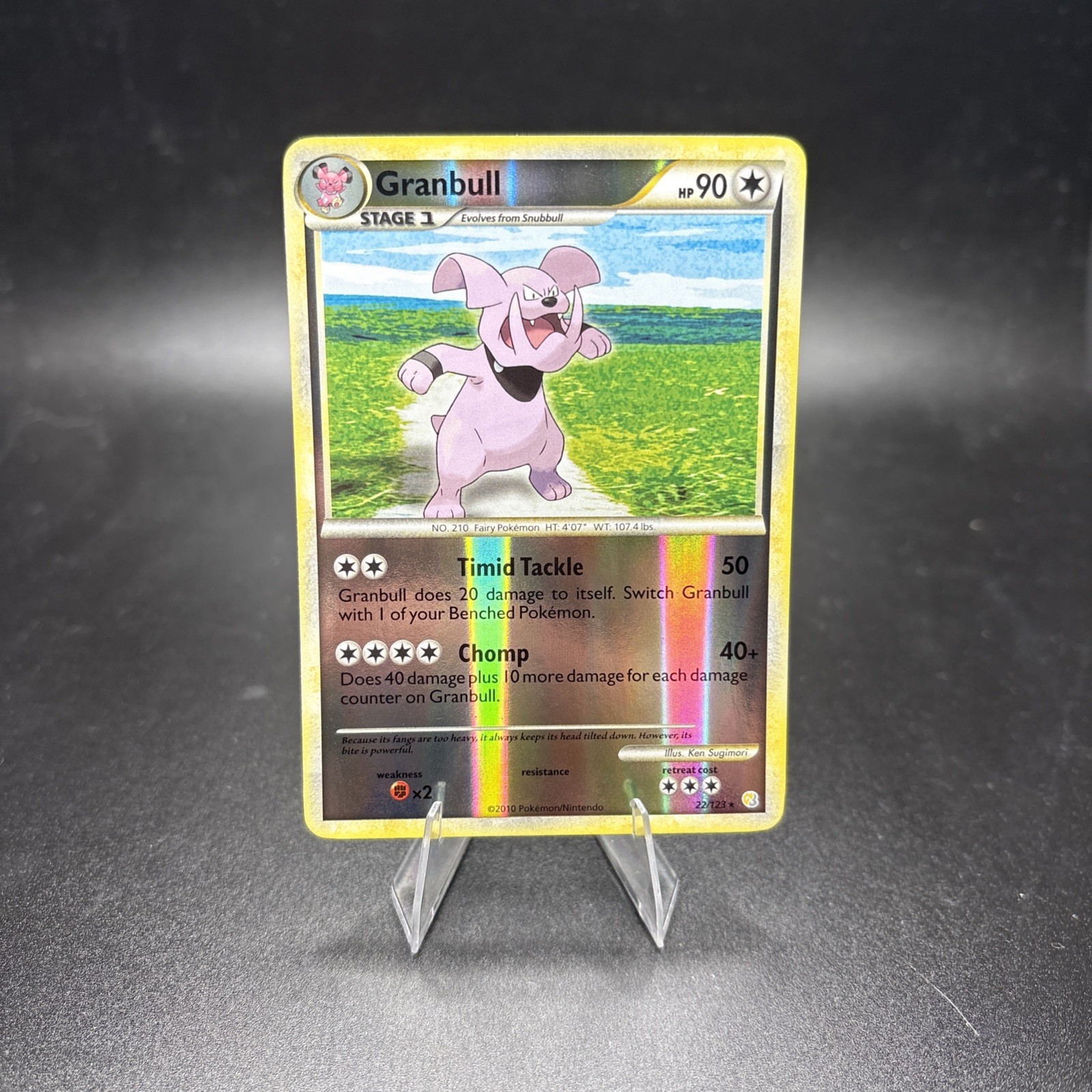Pokemon - Granbull - 22/123 - Reverse Holo Rare - HeartGold SoulSilver - NM -j