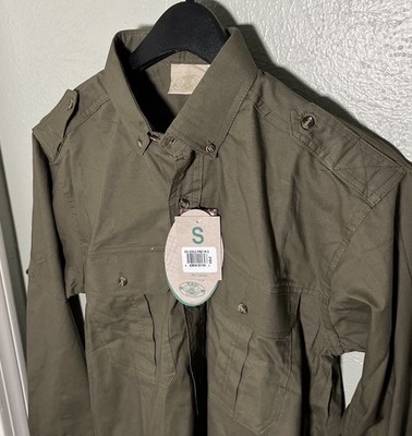 NWT TAG Safari Olive Trail Shirt Roll Tab Preshrunk Garment Washed Cotton Mens S