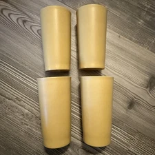 Vintage Tupperware Tumblers Harvest Gold Set of 4 Stackable 12 ounce Cups #873