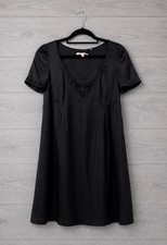 Rebecca Taylor Womens Black Little Dress Silk Beaded Empire Waist Babydoll Sz 10
