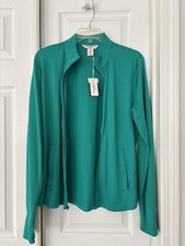 Tommy Bahama Active Jacket Womens L -Teal/Aqua Full Zip Honeycomb Thumbholes NWT