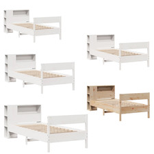 Massivholzbett Einzelbett Bettgestell Singlebett mit Regal ohne Matratze Kiefer