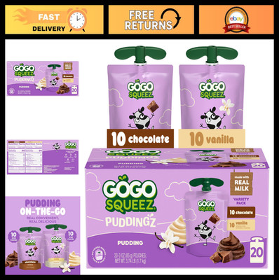 Variety Pack Chocolate Vanilla Pudding Snacks, 3 oz Pouches, BPA Free, 20 Count