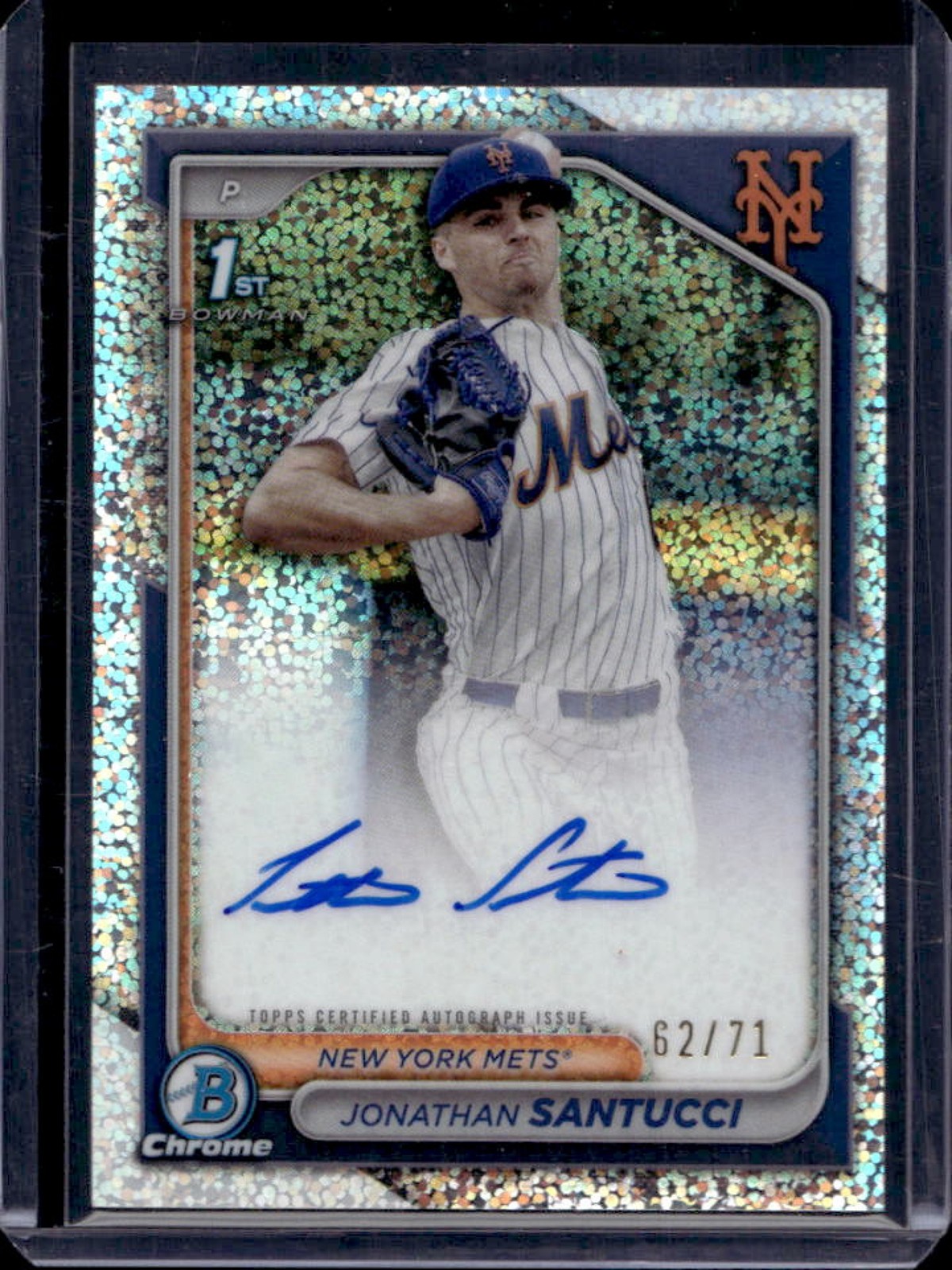 2024 Bowman Draft Jonathan Santucci Chrome Auto Sparkles Refractor 1st #62/71