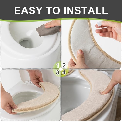 2 Sets Soft Flannel Toilet Seat Cover with Memory Foam, Non Slip Thicker Warm... - Picture 6 of 8